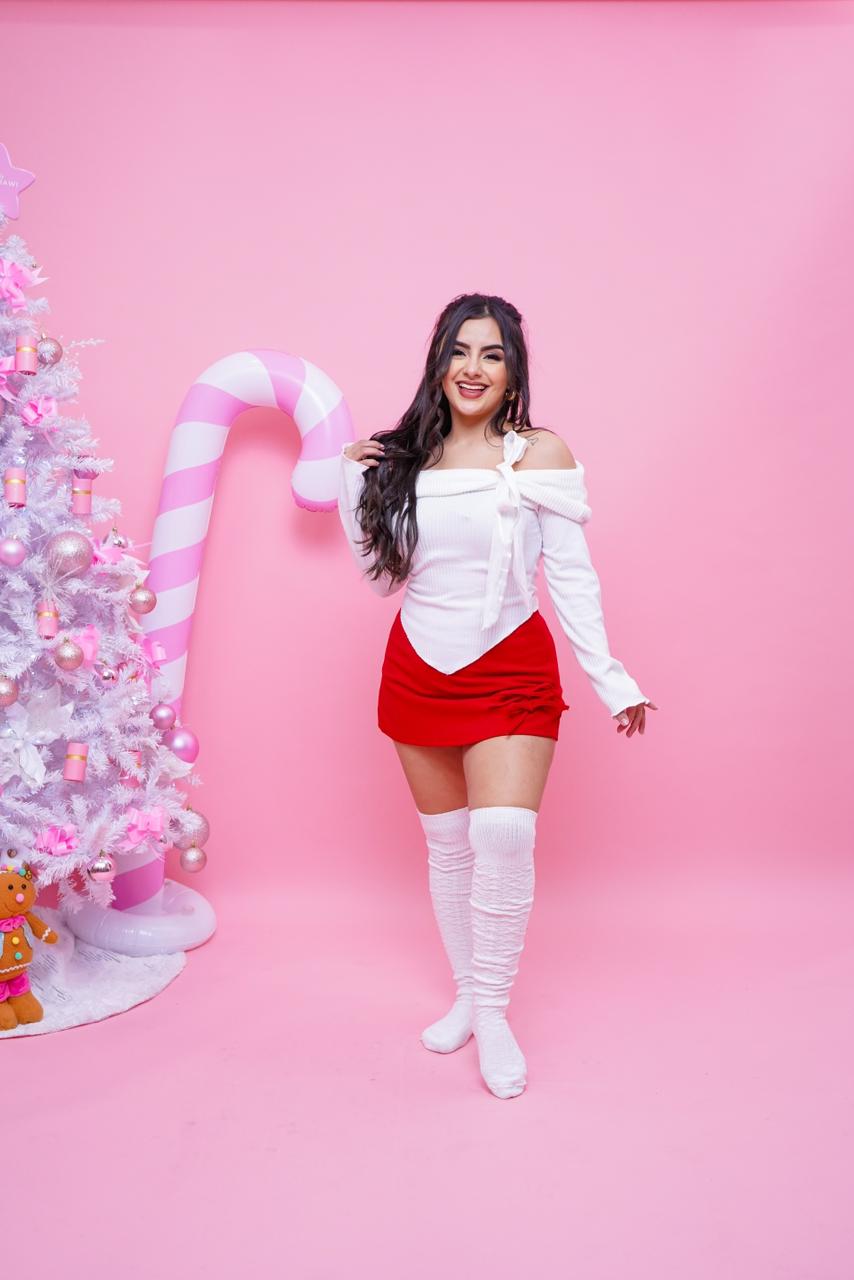 Blusa Blanca, manga larga con lazo - Christmas Time 2025